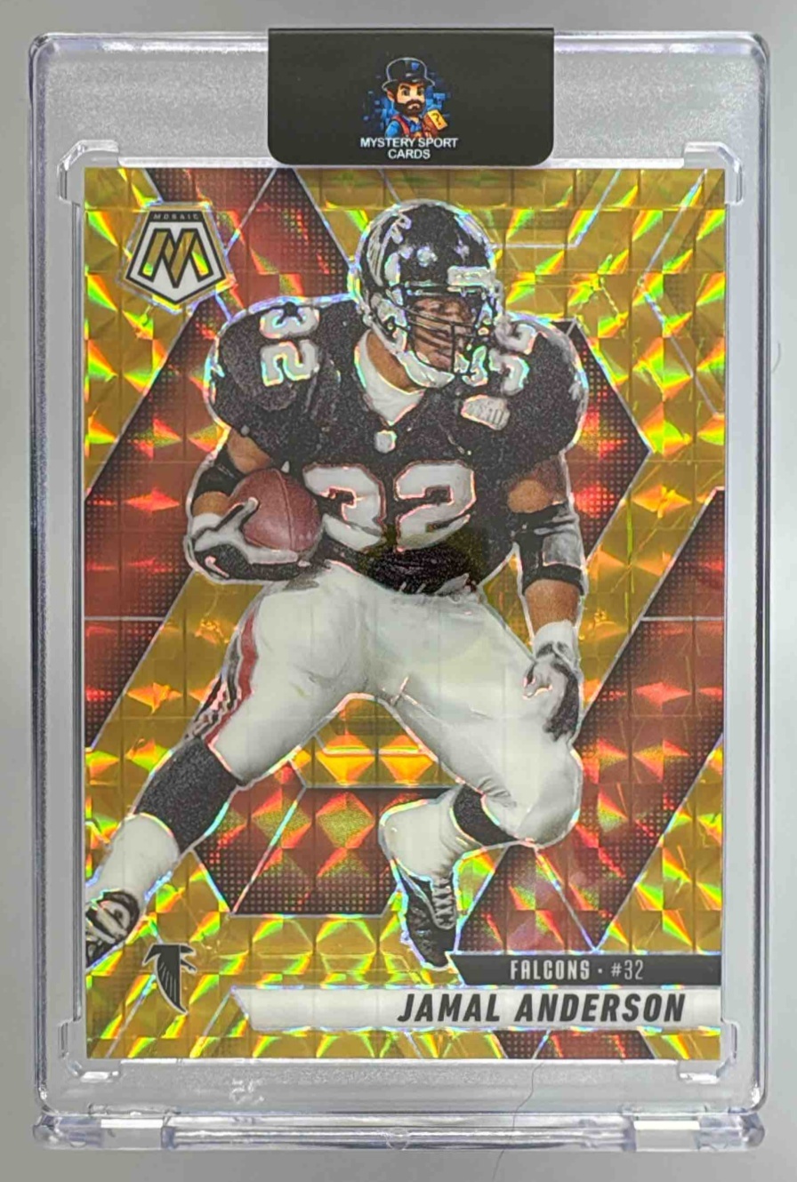 Card image for 2025 Panini Football Mosaic Jamal Anderson Gold Prizm /10 #152 Atlanta Falcons