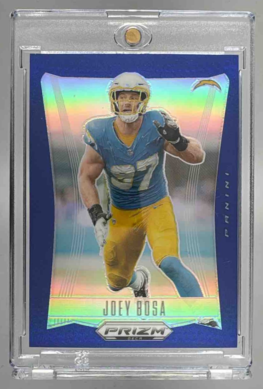 Card image for 2024 Panini Football Prizm Deca Joey Bosa Blue /149 #178 Los Angeles Chargers