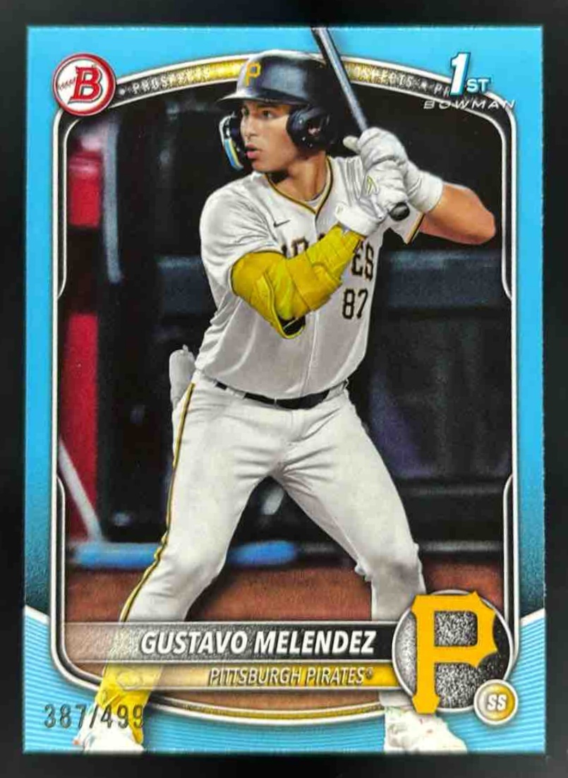 Card image for 2025 Bowman Draft Gustavo Melendez Sky Blue Border /499 #BD-112 Pirates