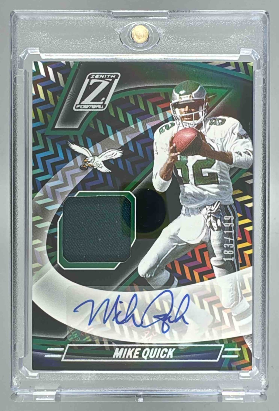 Card image for 2024 Panini Zenith Mike Quick Z-Jersey Auto /199 #ZJA-MQK MEM Eagles