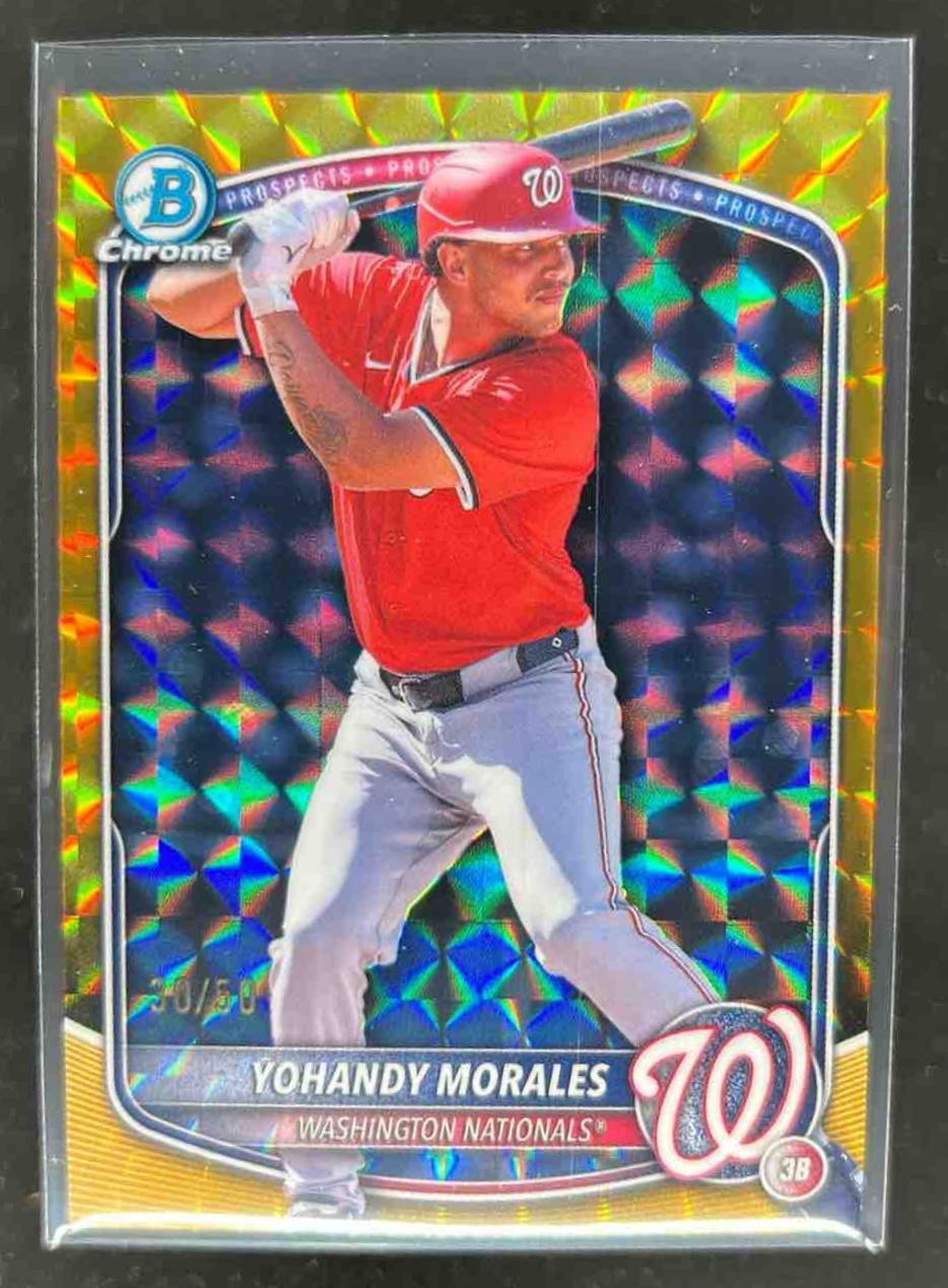 Card image for Yohandy Morales 2025 Bowman Draft Chrome Gold Geometric Refractor /50