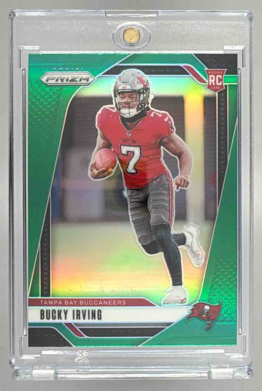Card image for 2024 Panini Football Prizm Bucky Irving Green #316 RC Tampa Bay Buccaneers