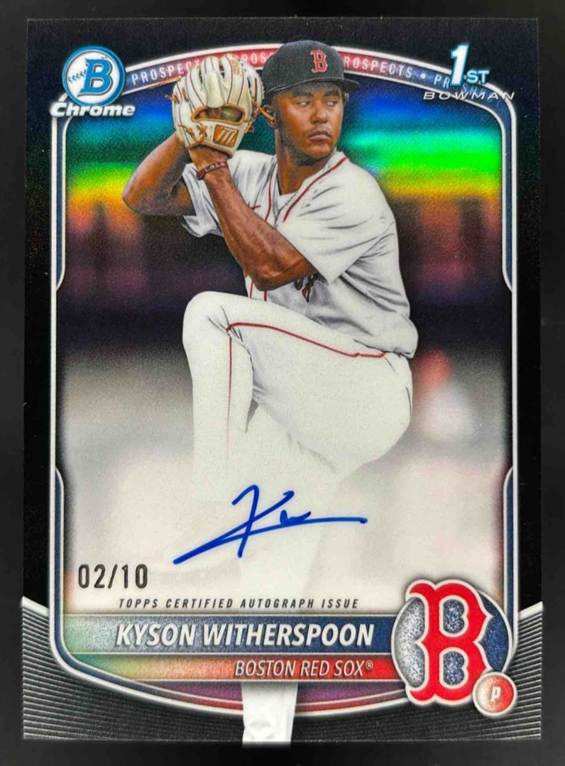 Card image for 2025 Bowman Draft Kyson Witherspoon Chrome Auto Black Refractor /10 1st Prospect