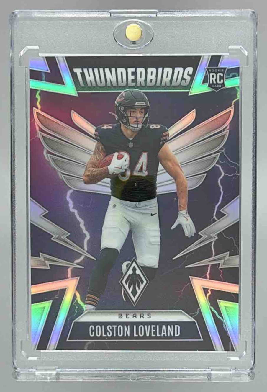 Card image for 2025 Panini Football Phoenix Colston Loveland Thunderbirds #9 RC Chicago Bears