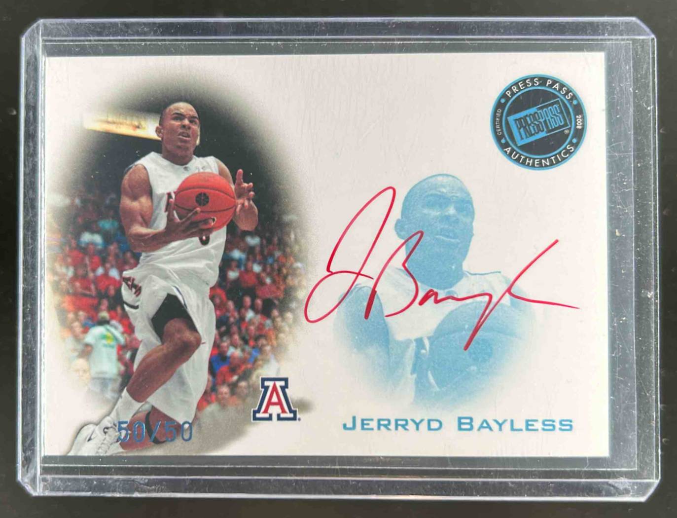 Card image for 2008 Press Pass Jerryd Bayless Signings Blue 50 /50 #PPS-JB RC Auto Rookie