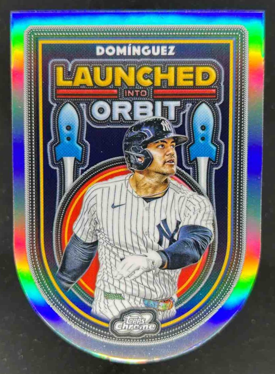 Card image for Jasson Dominguez 2025 Topps Cosmic Chrome Launched Into Orbit