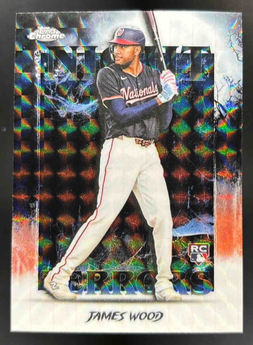 Card image for 2025 Topps Chrome Update James Wood Night Terrors Geometric Refractor #NT-25