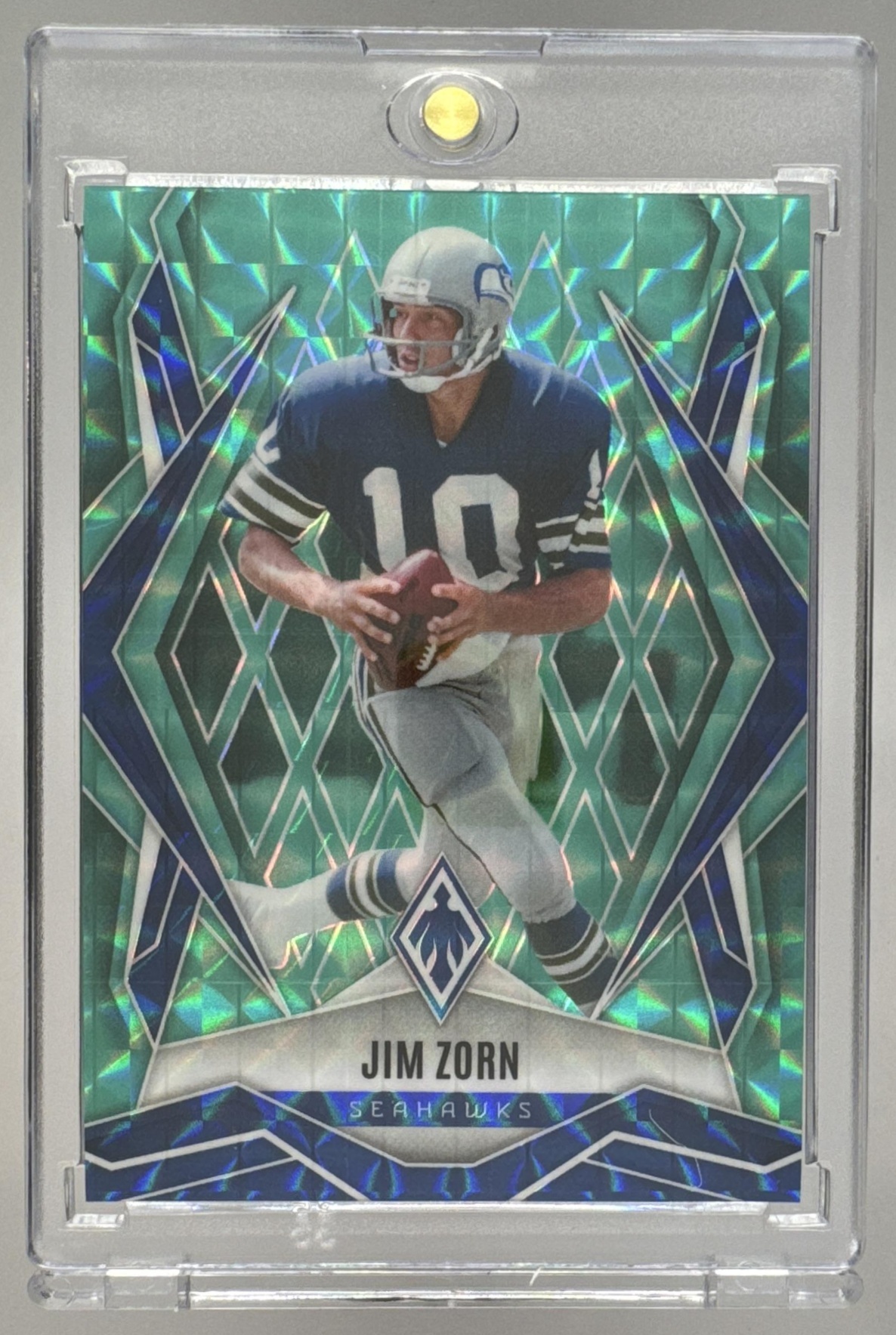 Card image for 2025 Panini Phoenix Jim Zorn Teal Pyramids Prizm /225 #139 Seahawks