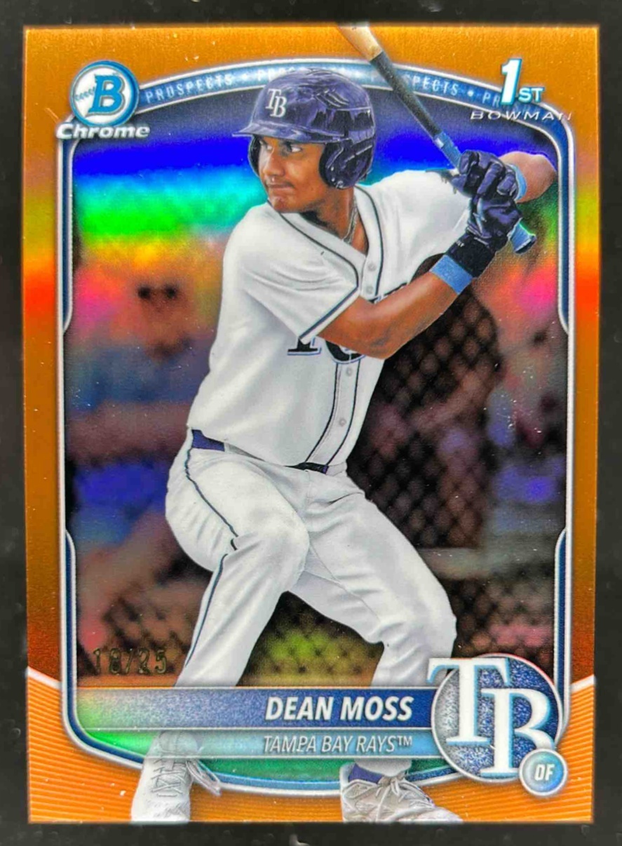 Card image for Dean Moss 2025 Bowman Baseball Draft Chrome Orange Refractor /25 Tampa Bay Rays