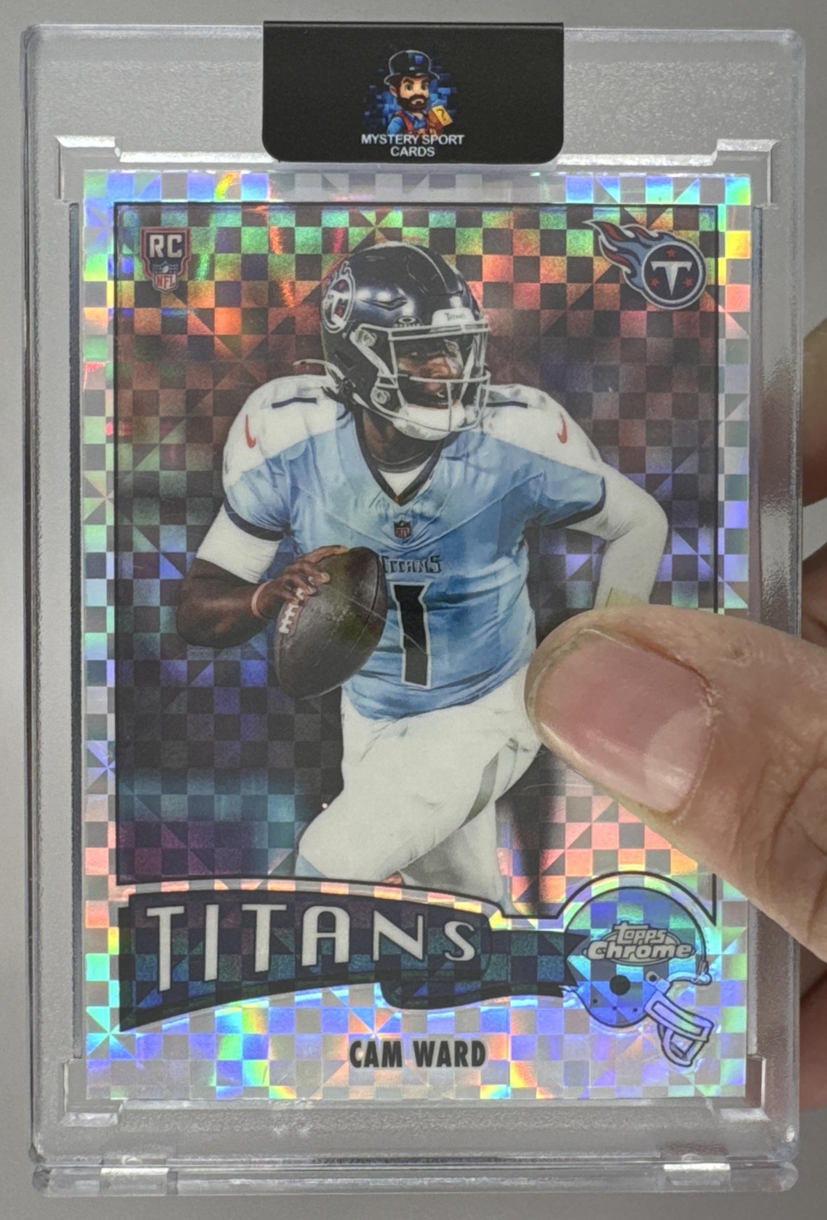 Card image for 2025 Topps Football Chrome Cam Ward 1975 #1975-33 RC Tennessee Titans