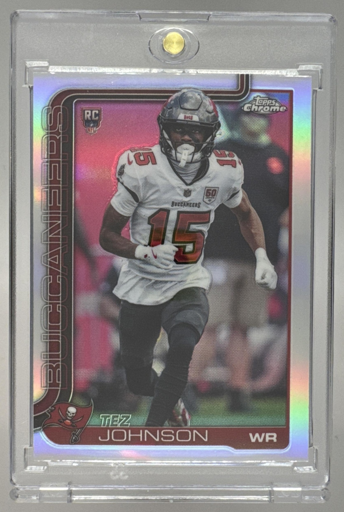 Card image for 2025 Topps Football Chrome Tez Johnson Rookie #342 RC Tampa Bay Buccaneers