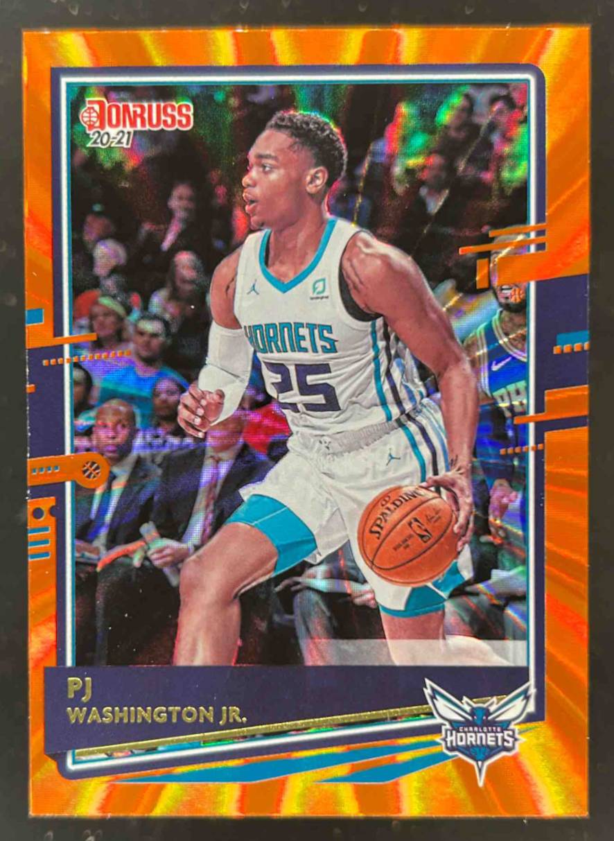 Card image for 2020-21 PANINI DONRUSS PJ WASHINGTON JR. HOLO ORANGE LASER #63 CHARLOTTE HORNETS