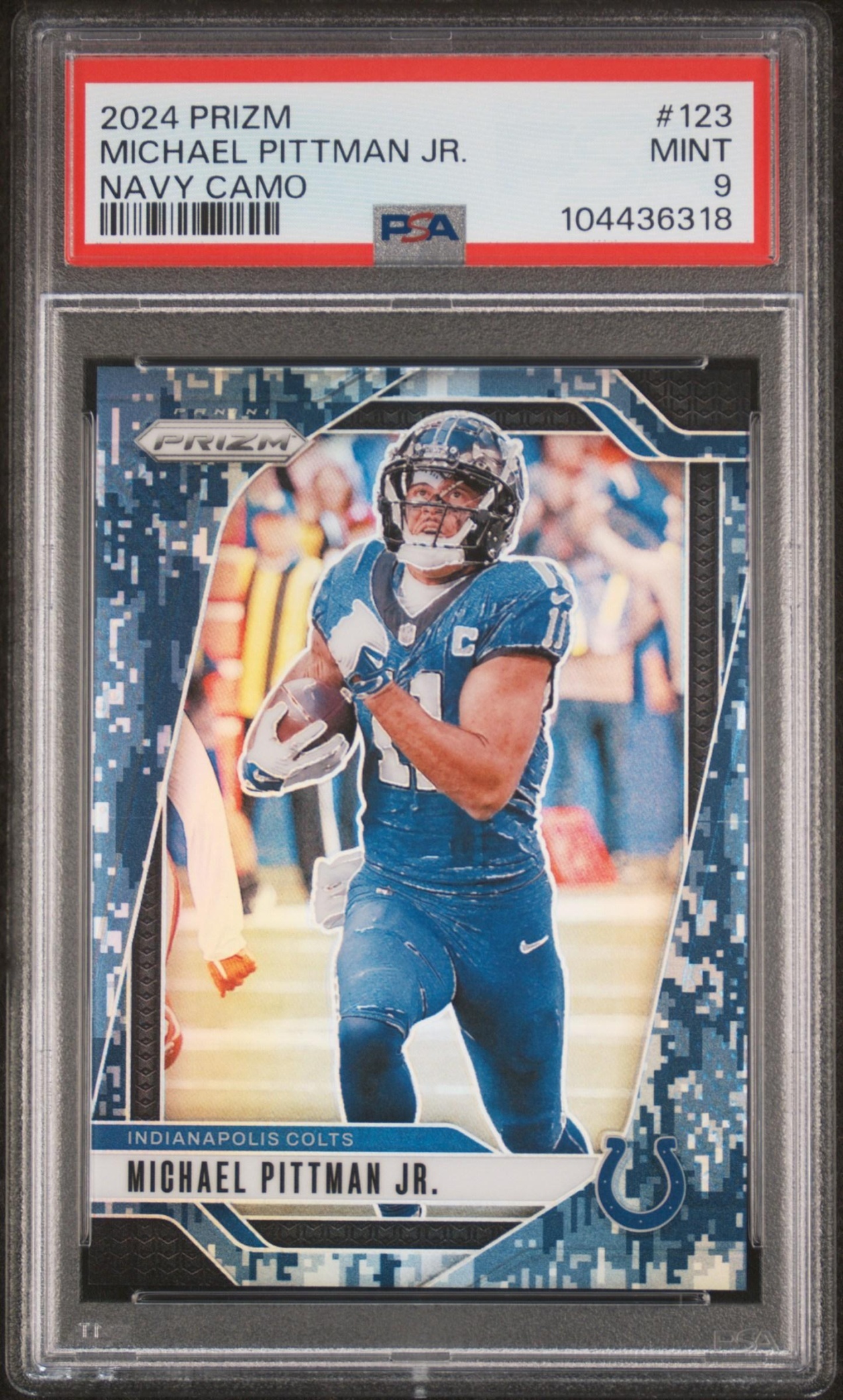 Card image for 2024 Panini Prizm Michael Pittman Jr. Orange Wave /60 #123 Colts