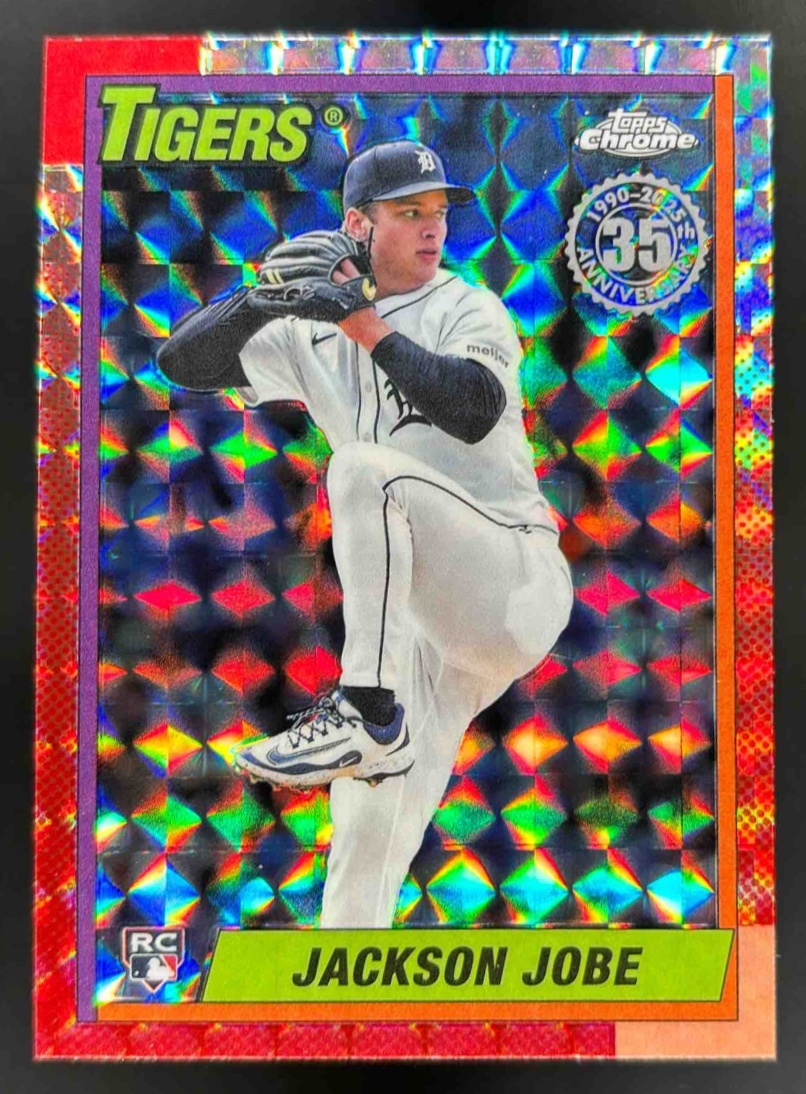 Card image for 2025 Topps Chrome Update Jackson Jobe 1990 Geometric Refractor RC