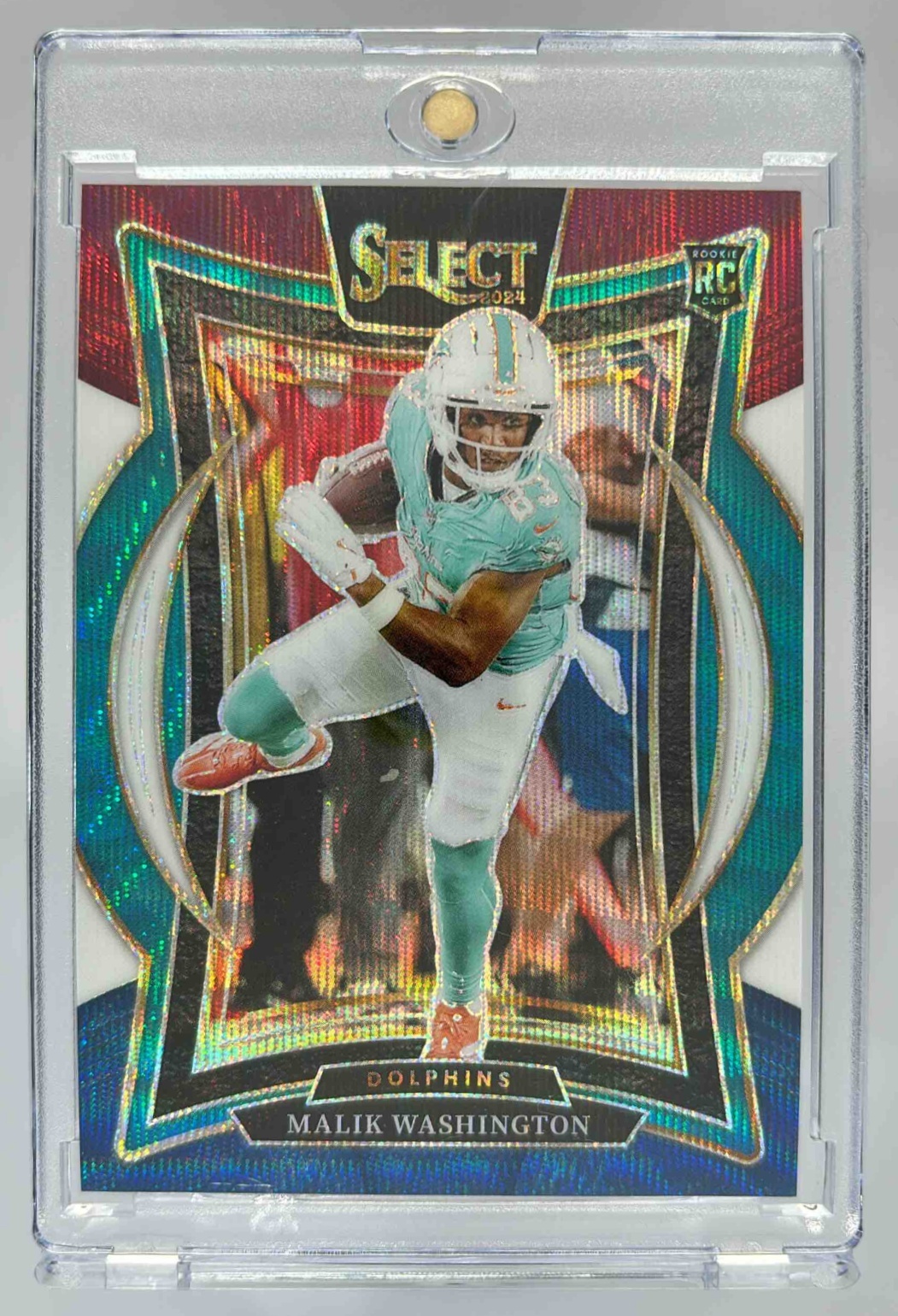 Card image for 2024 Panini Select Malik Washington Concourse Tri-Color Prizm /299 #71 RC Dolphins