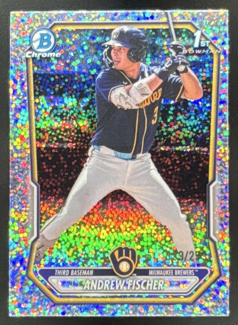 Card image for 2026 Bowman Andrew Fischer Chrome Speckle Refractor /299 1st Prospect