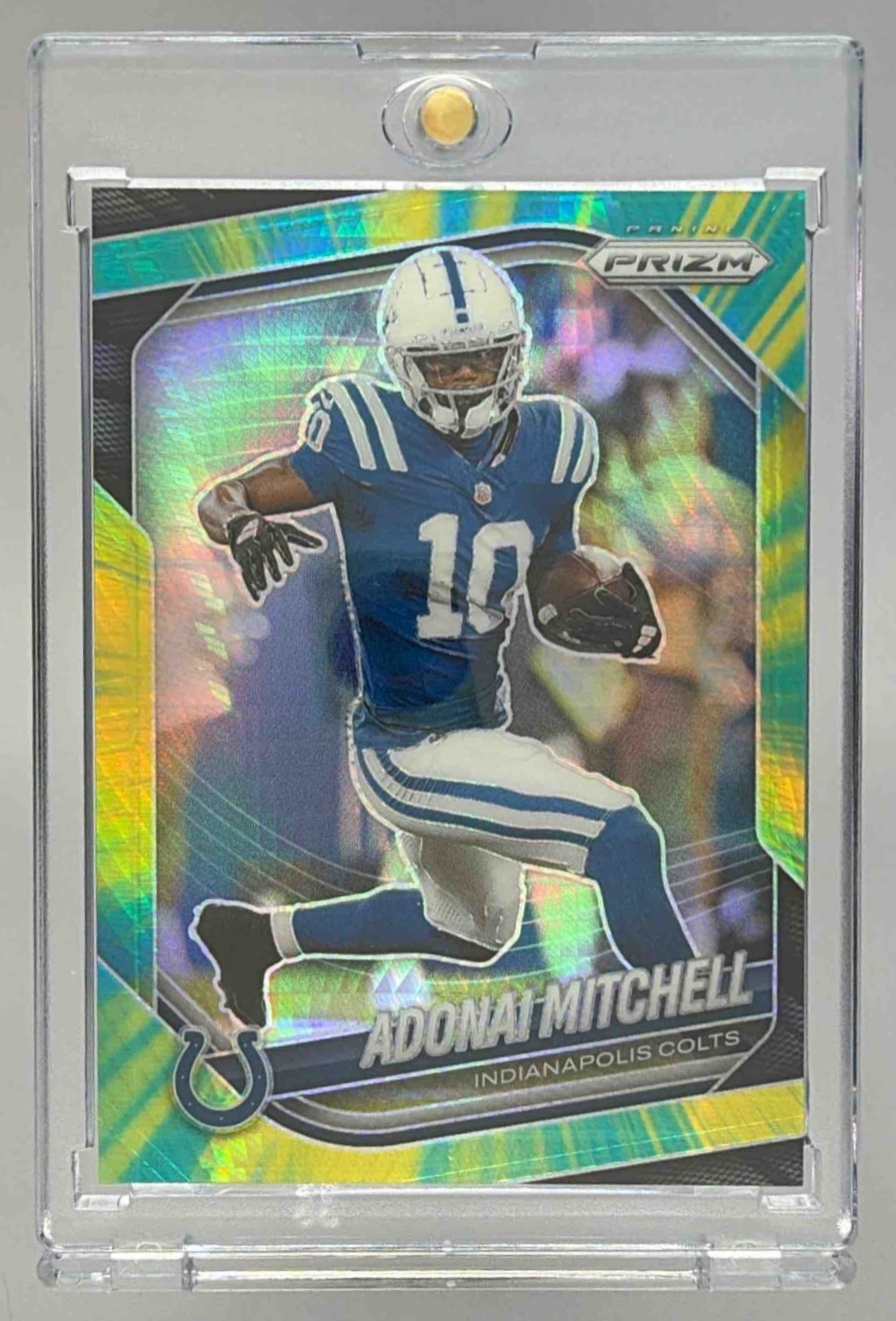 Card image for 2025 Panini Football Prizm Adonai Mitchell Hyper /200 #49 Indianapolis Colts