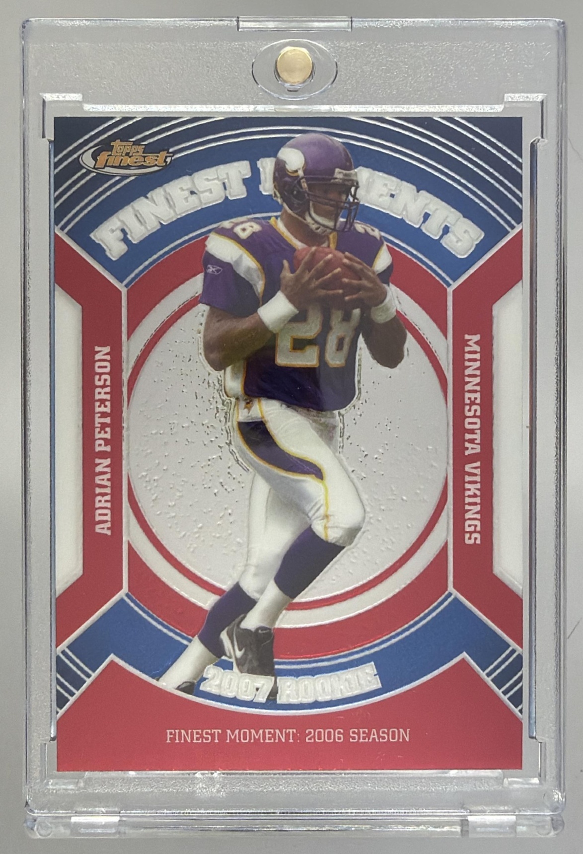 Card image for 2008 Topps Football Finest Adrian Peterson Moments #FM-AP Minnesota Vikings