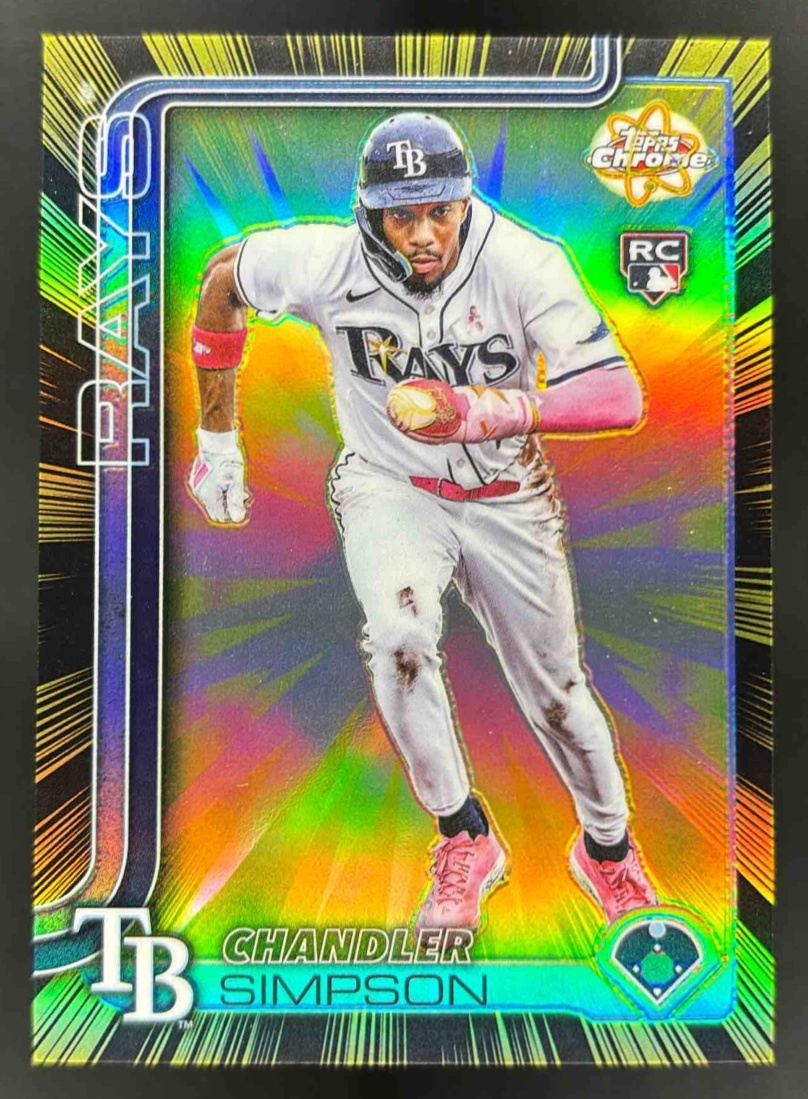 Card image for 2025 Topps Chrome Update Chandler Simpson Radiating Rookie #RR-34 RC Rays