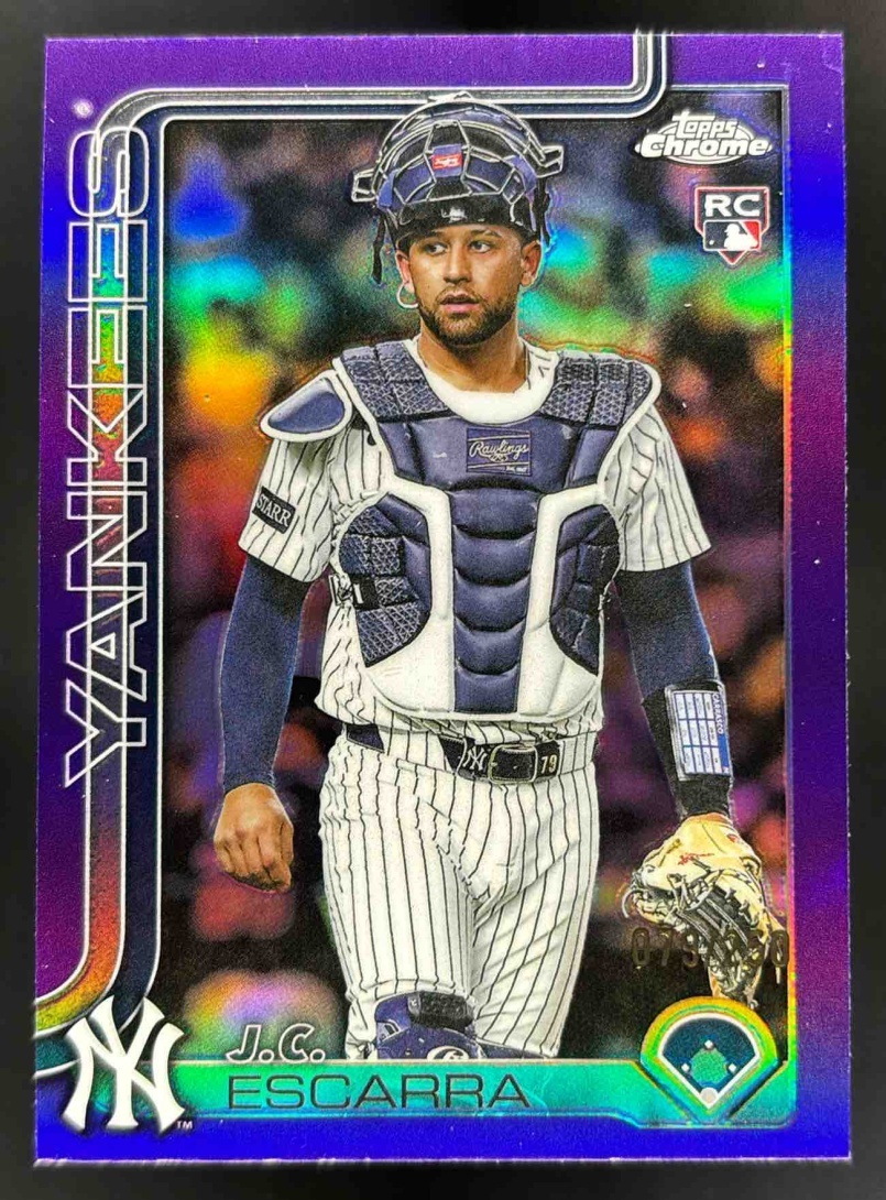 Card image for 2025 Topps Chrome Update J.C. Escarra Purple Refractor /250 #USC197 RC Yankees