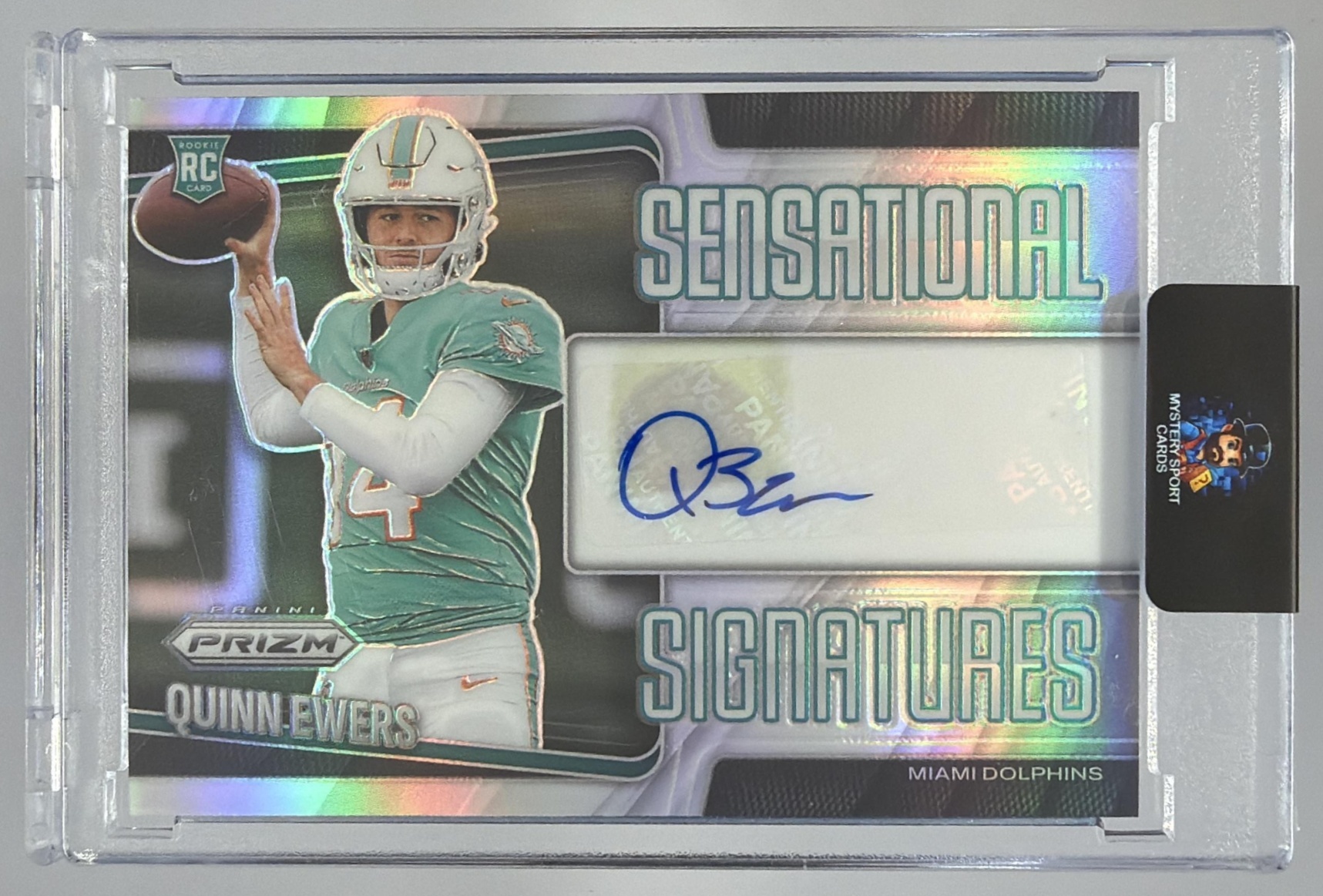 Card image for 2025 Panini Prizm Quinn Ewers Sensational Signatures /149 #SEN-QES RC Auto Dolphins