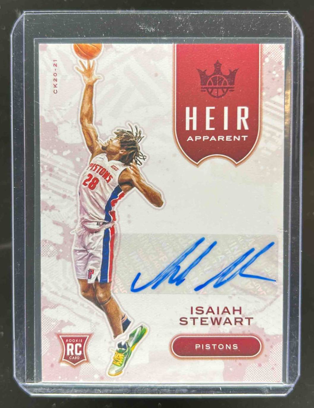 Card image for 2020-21 Panini Court Kings Isaiah Stewart Heir Apparent Ruby 73 /75 #HA-IST RC Auto