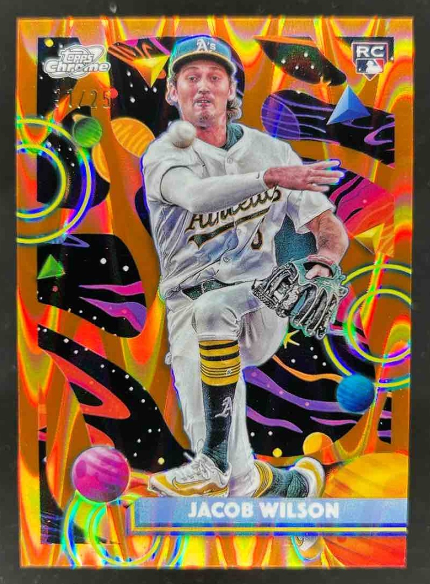 Card image for Jacob Wilson 2025 Topps Cosmic Chrome Orange Galactic Refractor /25
