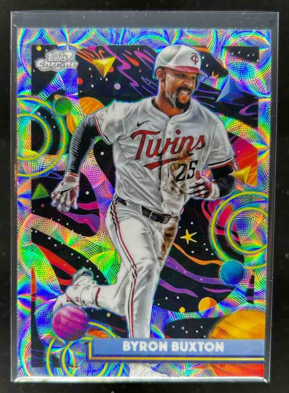 Card image for Byron Buxton 2025 Topps Baseball Cosmic Chrome Nucleus Refractor Minnesota Twins