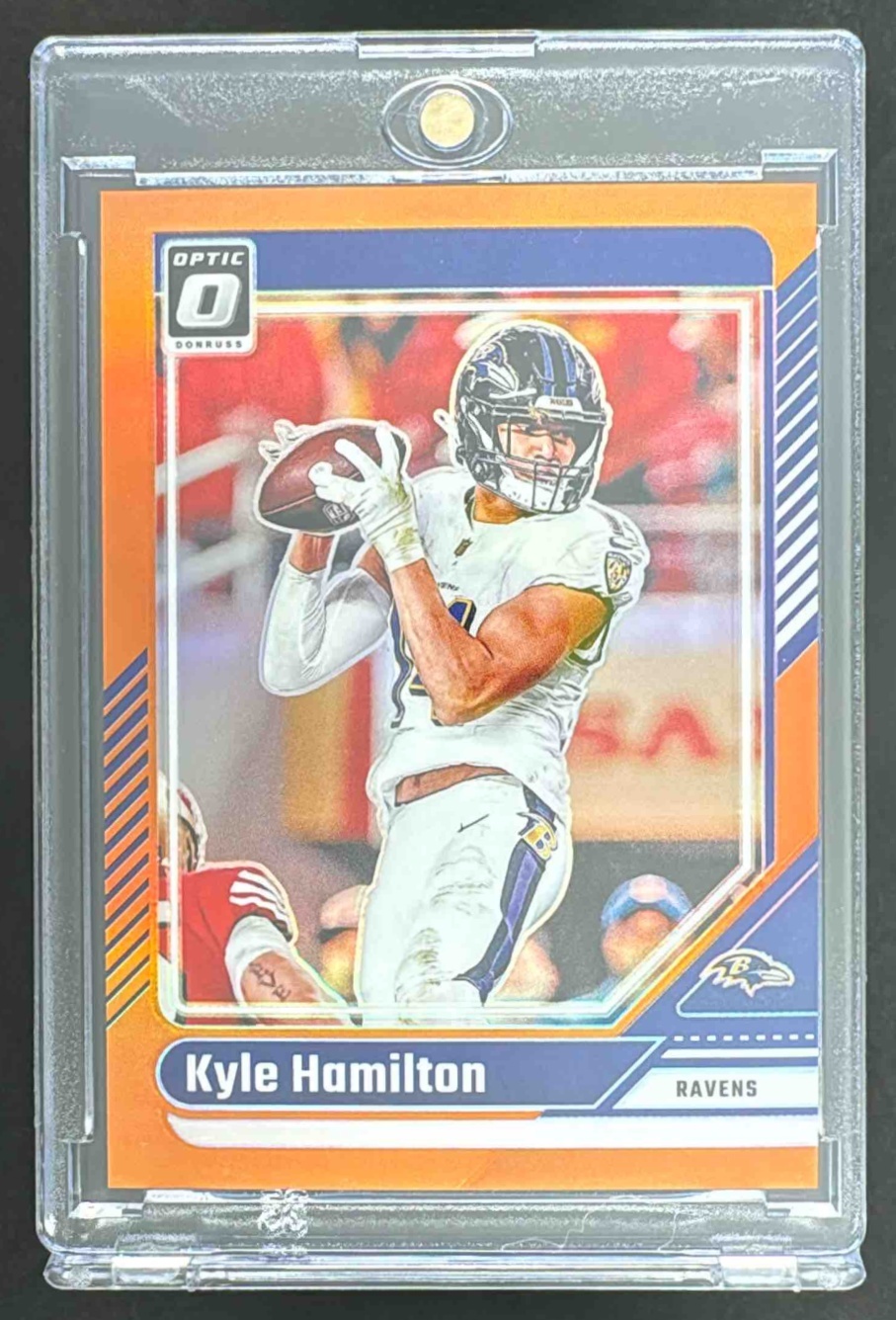 Card image for 2024 Panini Donruss Optic Kyle Hamilton Orange /249 #18 Ravens