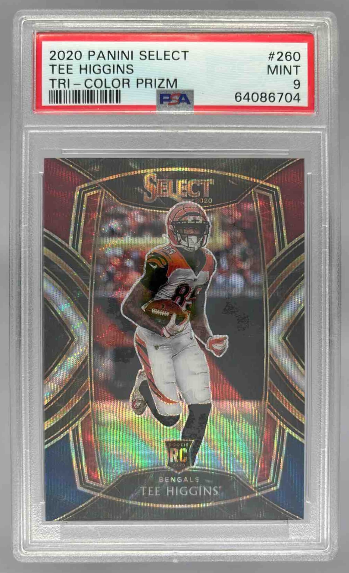 Card image for 2020 Panini Select Tee Higgins Tri Color Prizm /99 #260 RC Club Bengals
