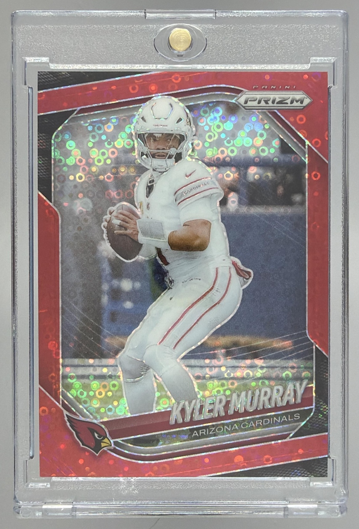 Card image for 2025 Panini Football Prizm Kyler Murray No Huddle Red /99 #87 Arizona Cardinals
