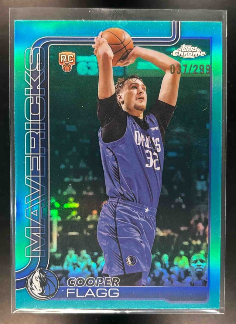 2025-26 Topps Chrome Cooper Flagg Teal Refractor 37/299 #251 RC Dallas Mavericks