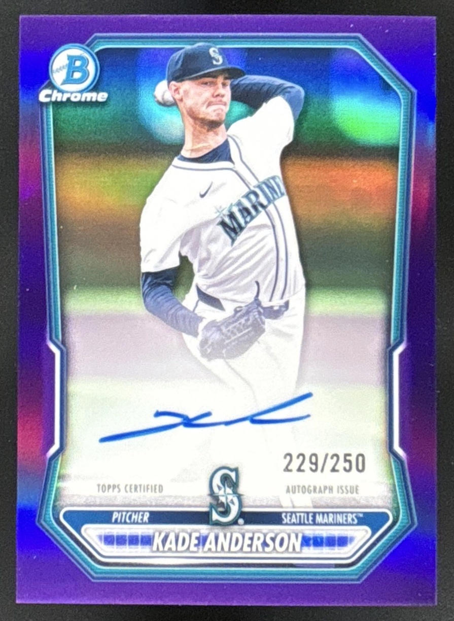 Card image for 2026 Bowman Kade Anderson Chrome Prospect Auto Purple Refractor /250