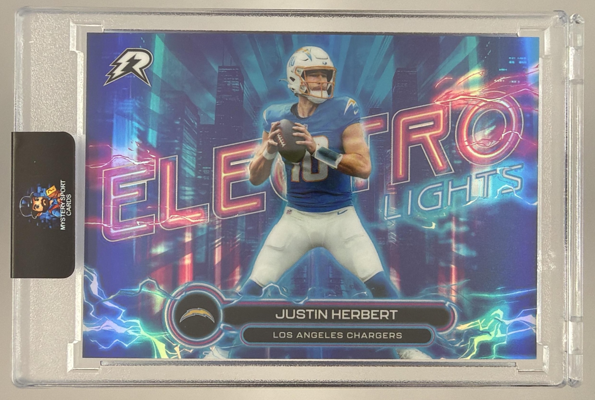Card image for 2025 Topps Resurgence Justin Herbert Electro Lights #EL-15 Chargers
