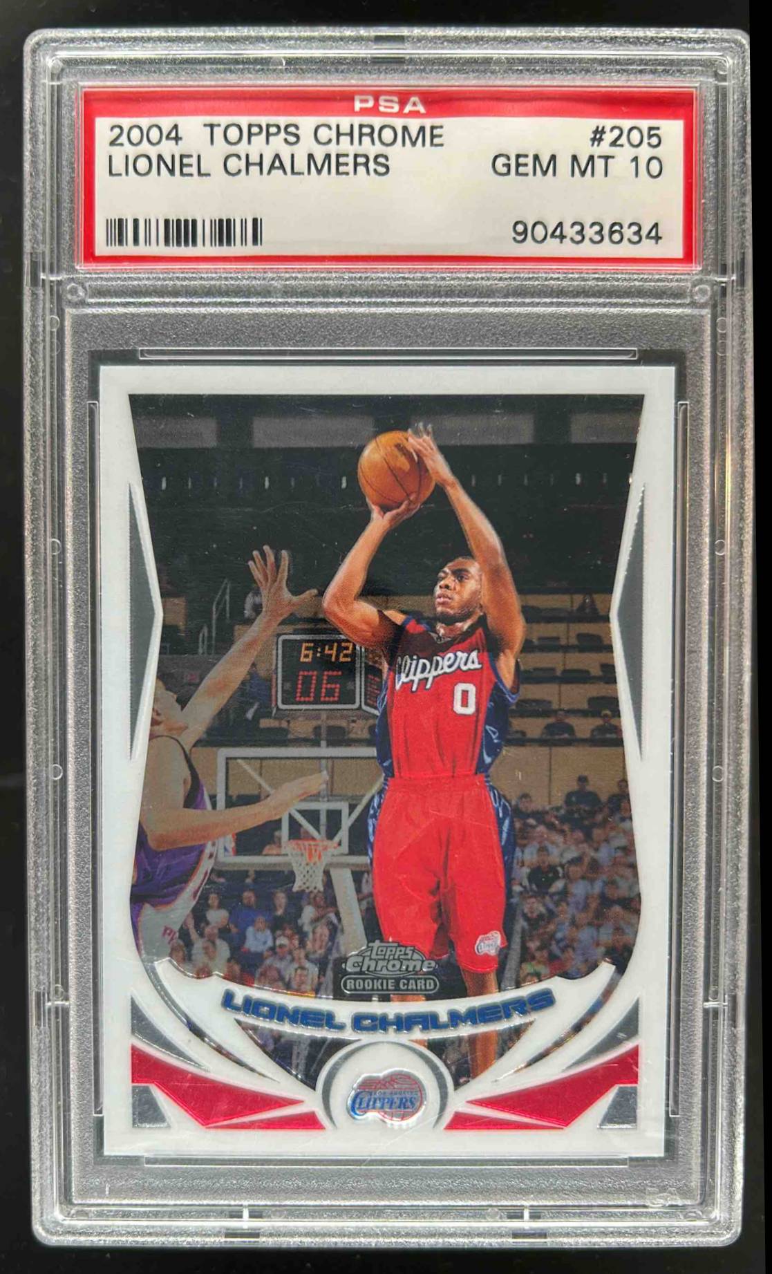 Card image for 2004-05 TOPPS CHROME LIONEL CHALMERS #205 RC PSA 10 LOS ANGELES CLIPPERS