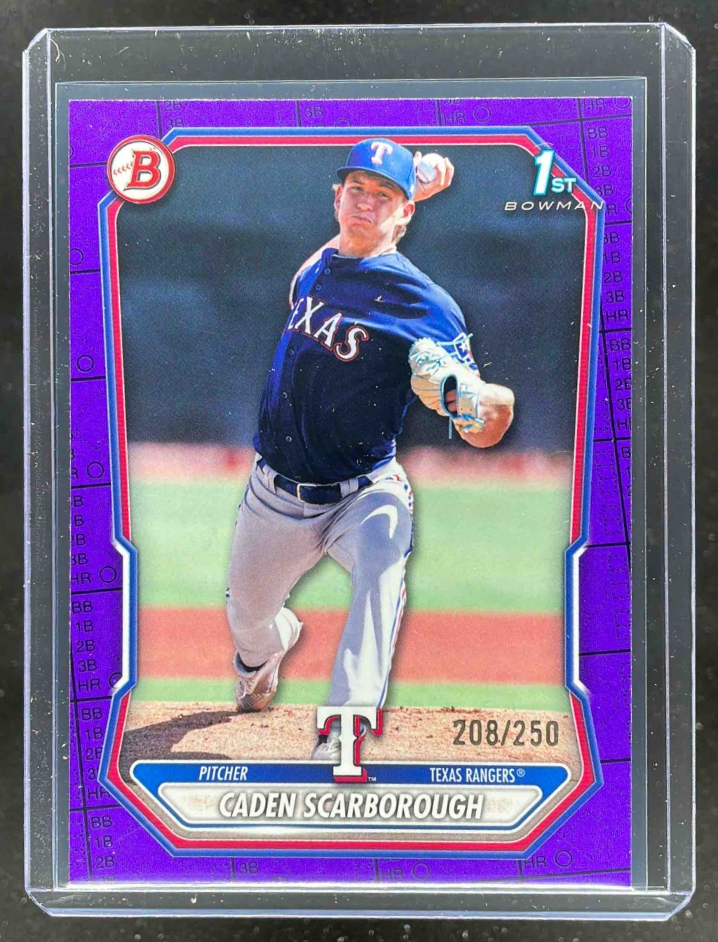 Card image for 2026 Bowman Caden Scarborough Purple Pattern /250 #BP-17 1st Prospect