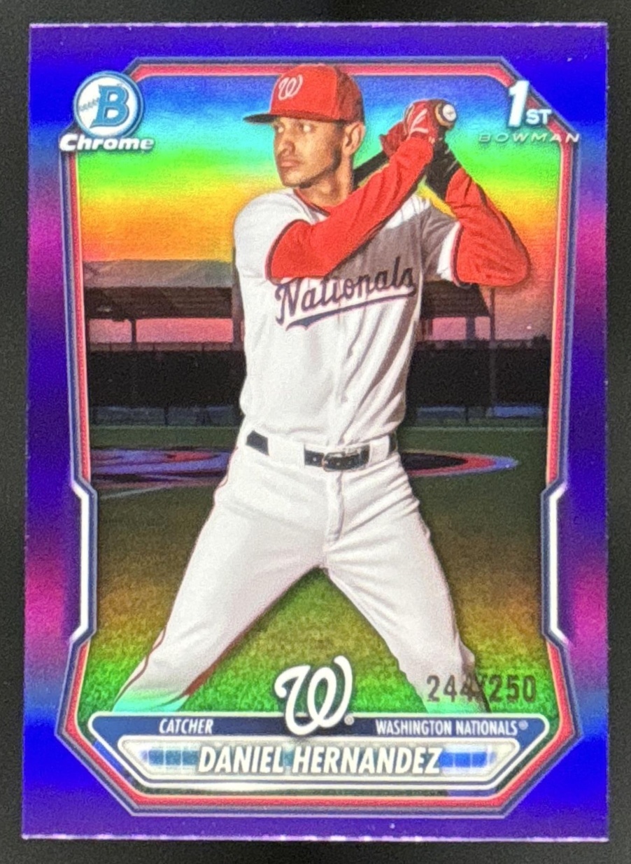 Card image for 2026 Bowman Daniel Hernandez Chrome Purple Refractor /250 1st Prospect