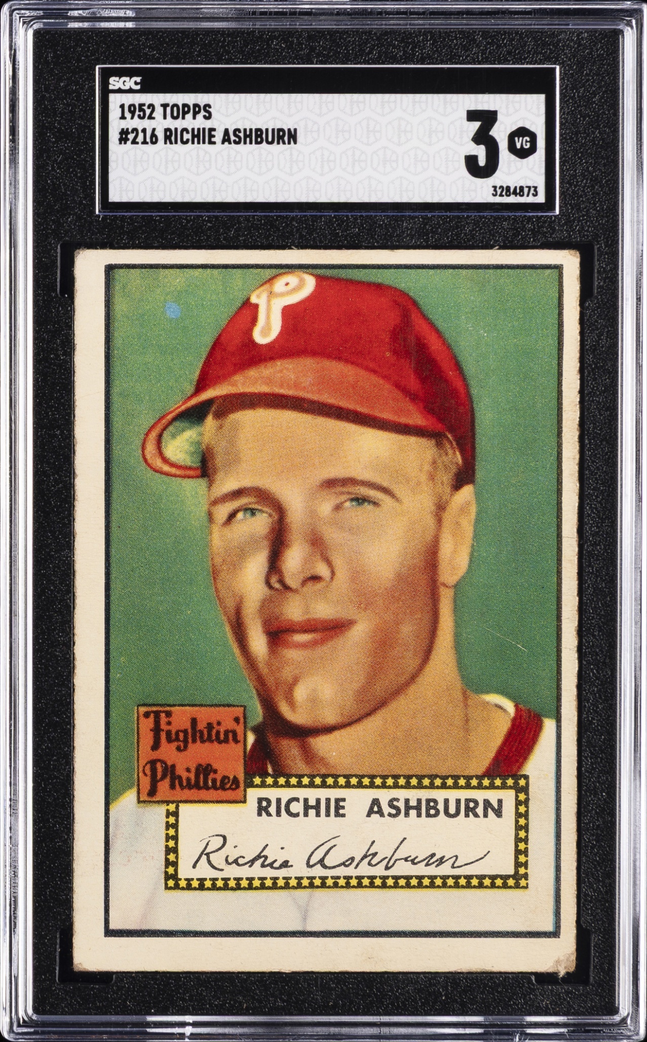 1952 Topps Baseball Richie Ashburn #216 Philadelphia Phillies SGC 3