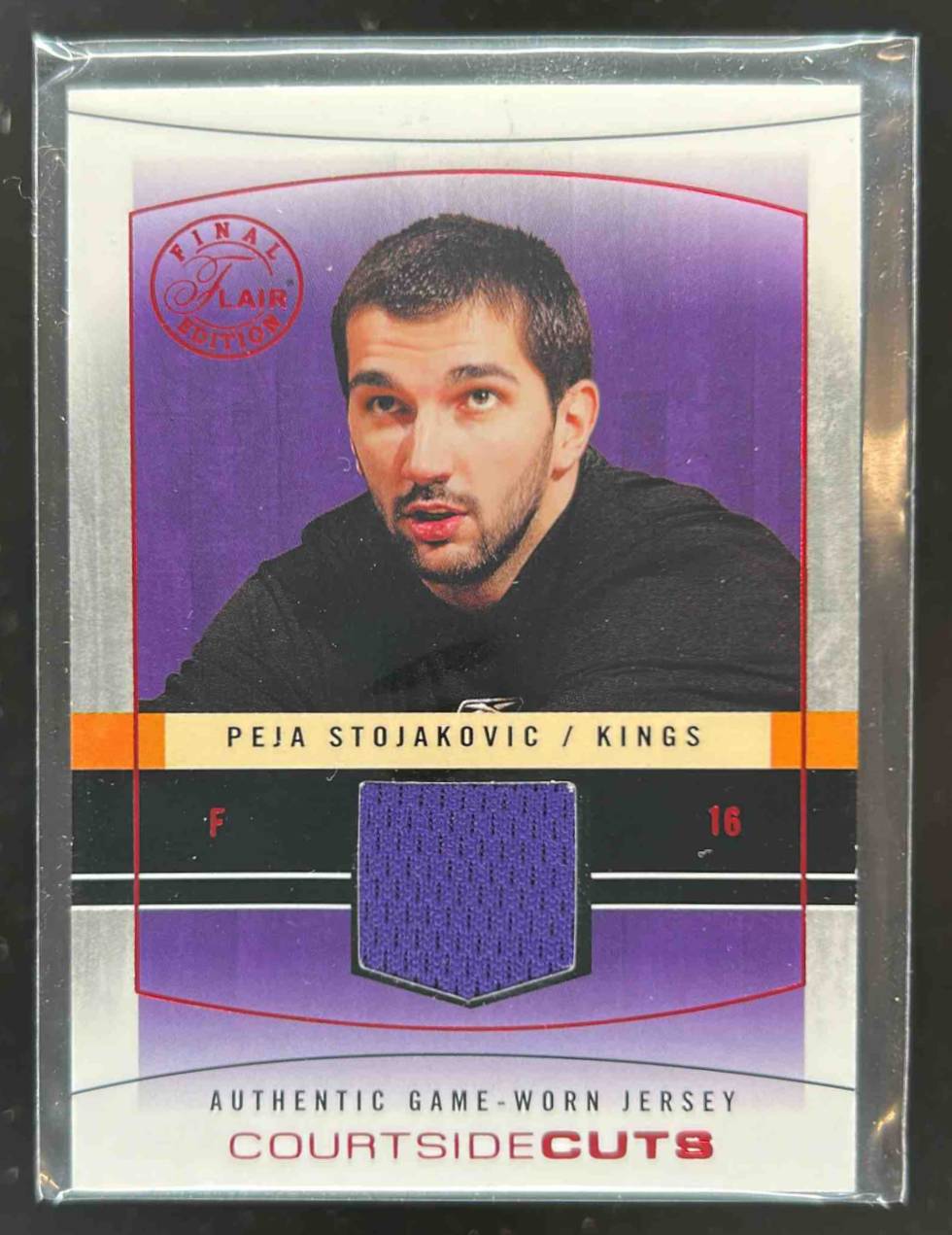Card image for 2003 Fleer Flair Final Edition Peja Stojakovic Courtside Cuts Jerseys (175) /175 #CC-PS MEM
