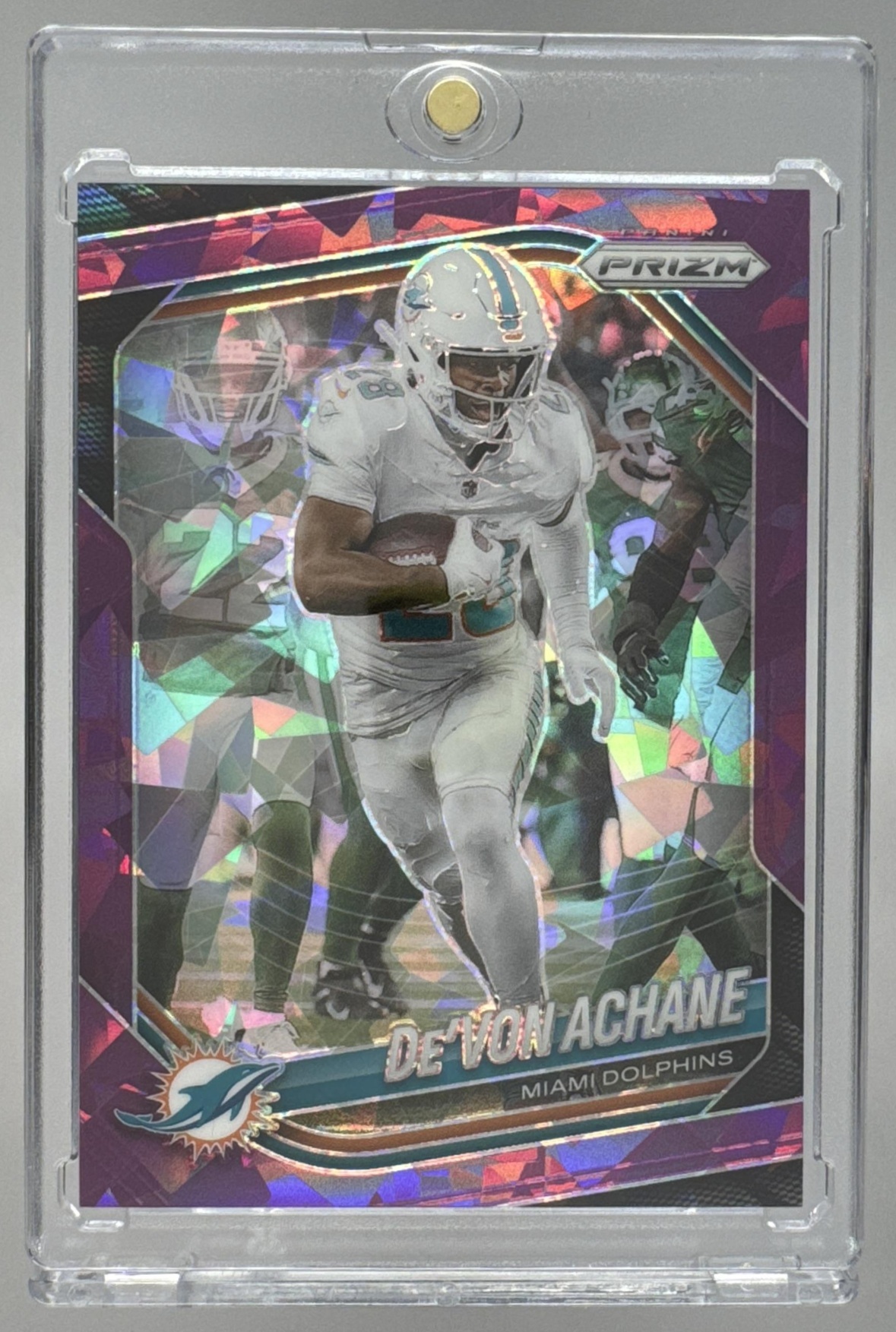 Card image for 2025 Panini Football Prizm Alvin Kamara Purple Ice /225 #190 New Orleans Saints