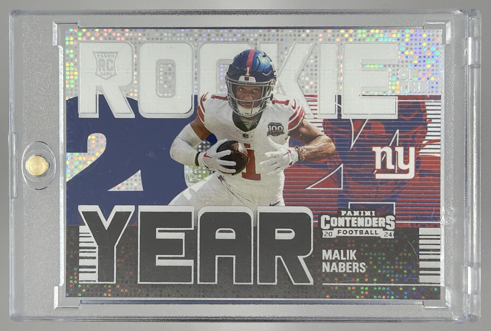 Card image for 2024 Panini Contenders Malik Nabers Rookie of the Year #7 RC Giants