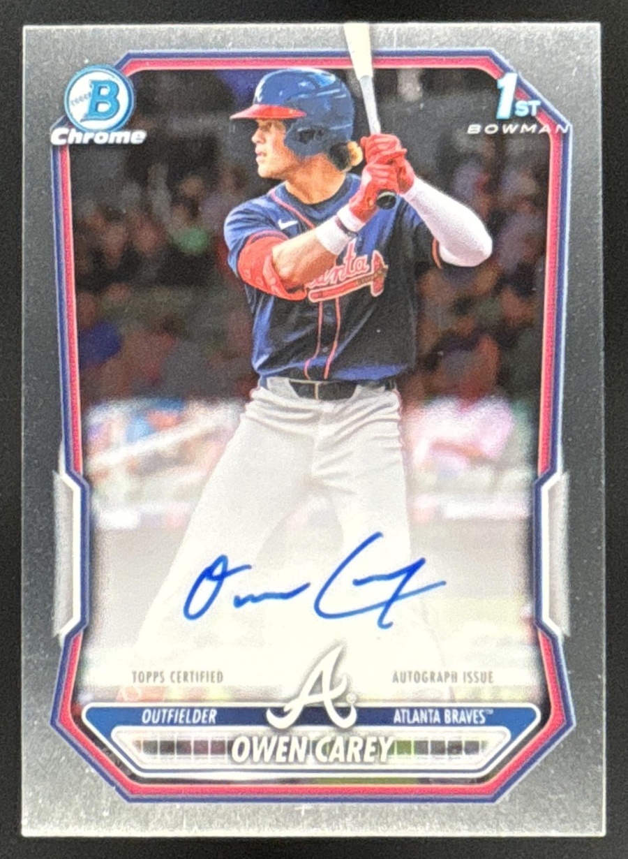 Card image for Owen Carey 2026 Bowman Chrome Prospect Auto Atlanta Braves