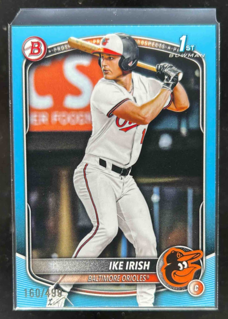 Card image for Ike Irish 2025 Bowman Draft Sky Blue Border /499