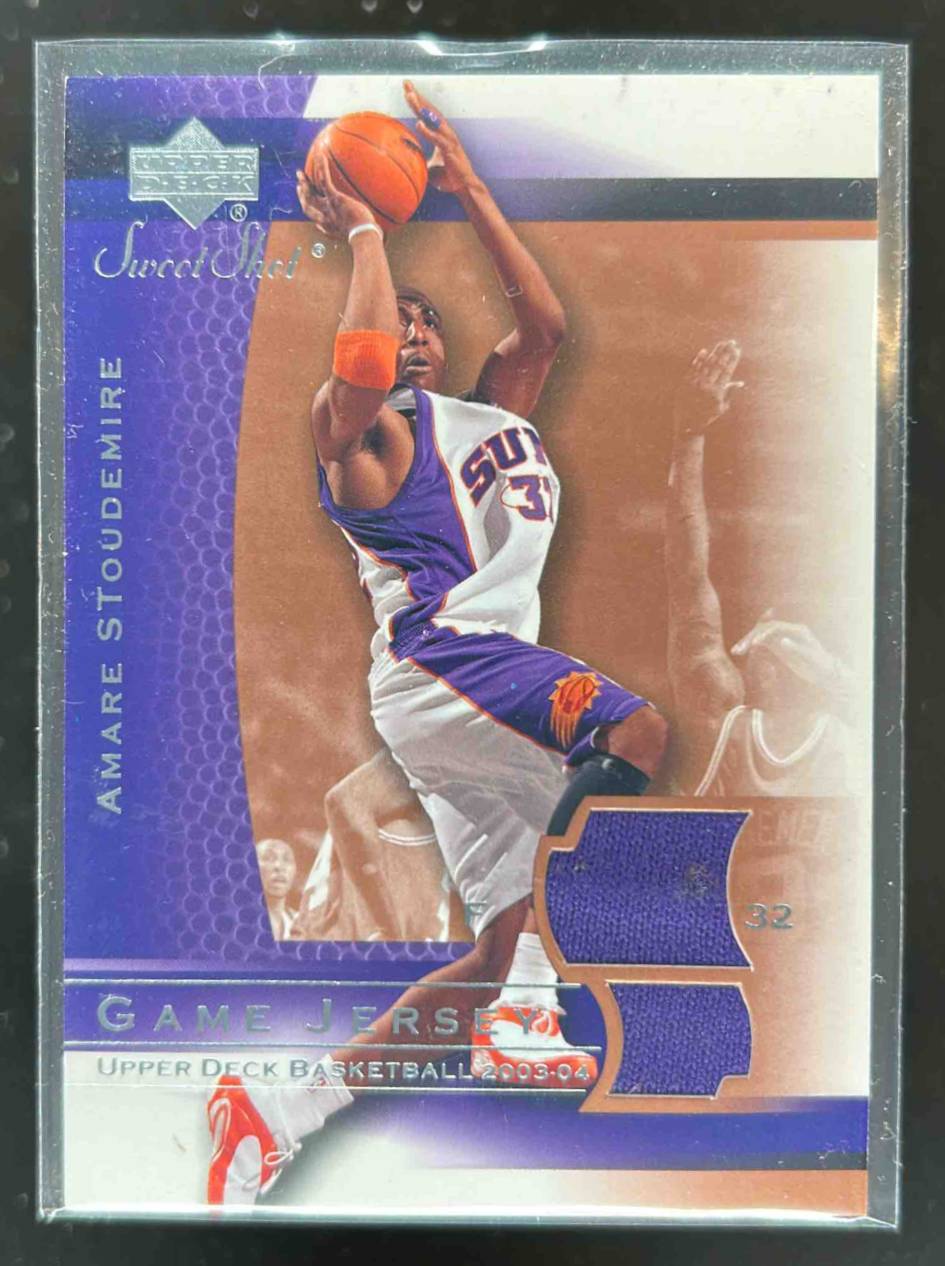 Card image for 2003-04 UPPER DECK SWEET SHOT AMARE STOUDEMIRE GAME JERSEY #AS-J PHOENIX SUNS