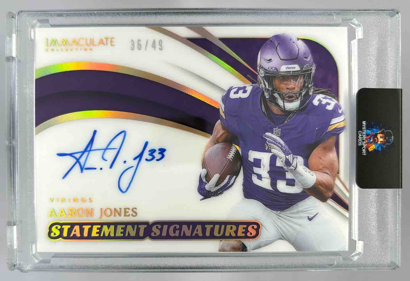 Card image for 2025 Panini Immaculate Collection Aaron Jones 2024 Statement Signatures #3 Vikings