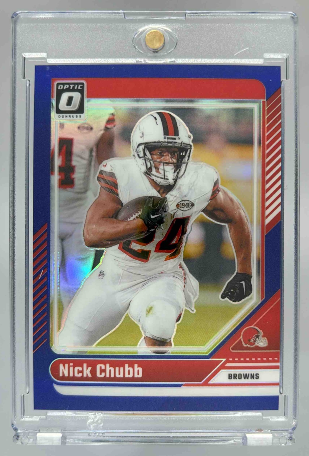 Card image for 2024 Panini Football Donruss Optic Nick Chubb Blue /199 #45 Cleveland Browns