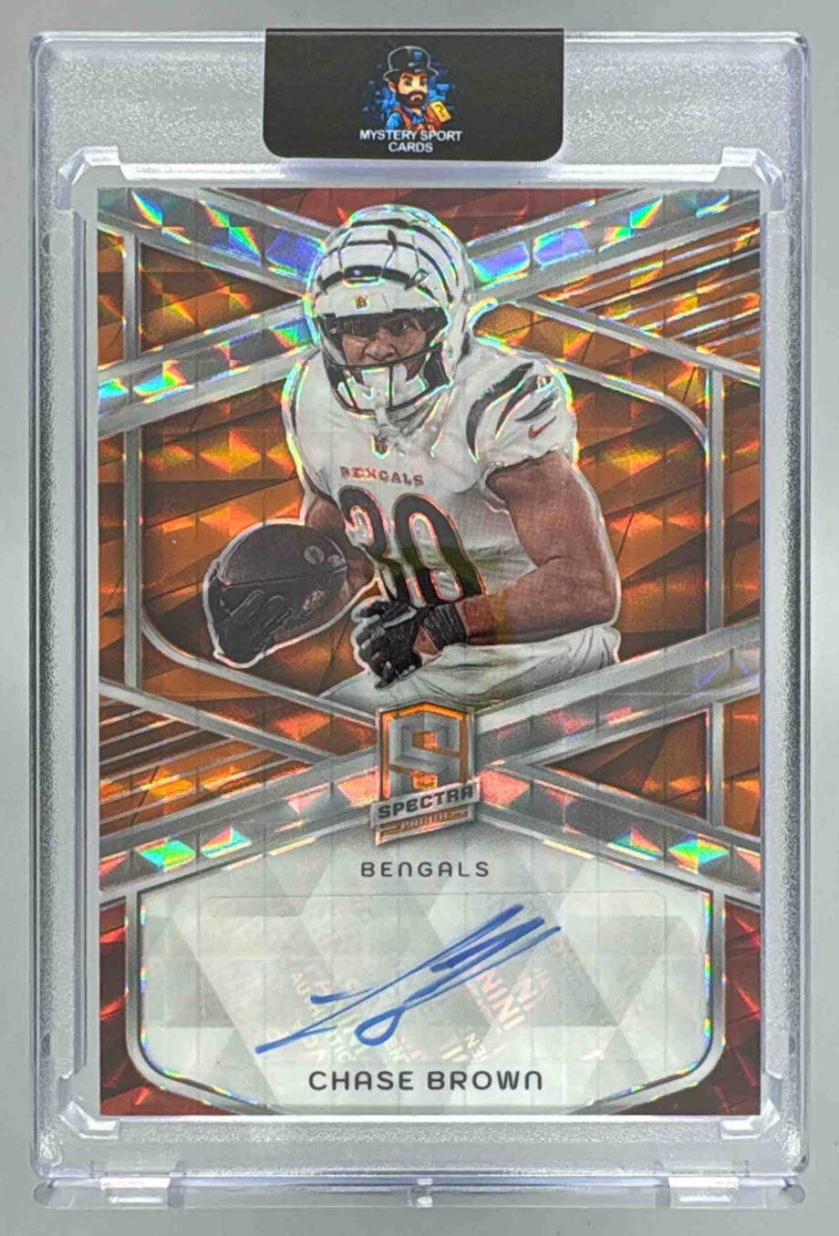 Card image for 2024 Panini Spectra Chase Brown Signatures Orange Neon /10 #SIG-CBN Auto Bengals