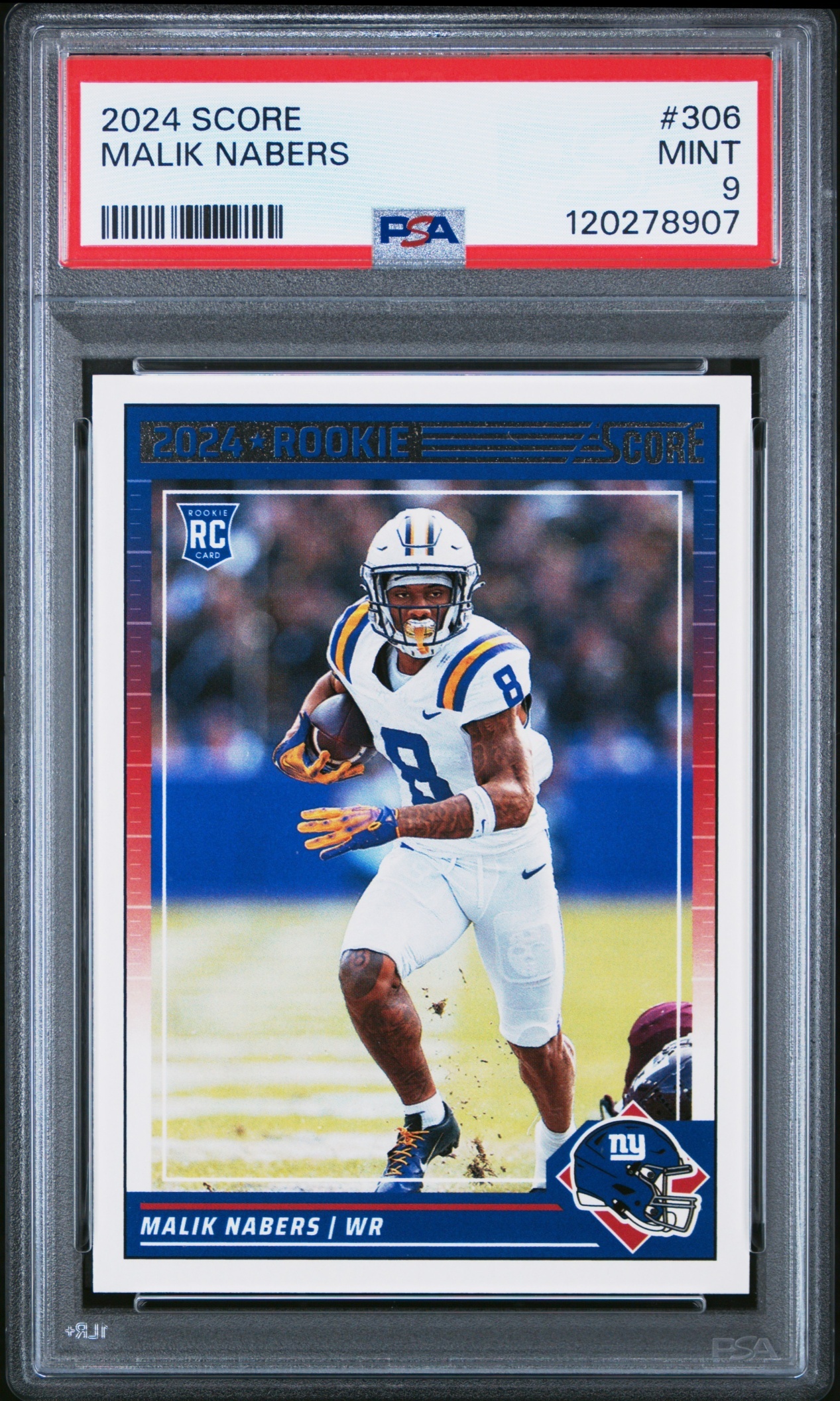 Card image for 2024 Panini Football Score Malik Nabers #306 RC New York Giants
