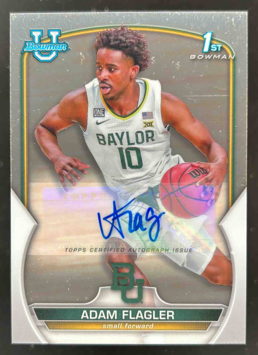 Card image for 2022-23 BOWMAN CHROME UNIVERSITY ADAM FLAGLER PROSPECT AUTO #16 BAYLOR BEARS