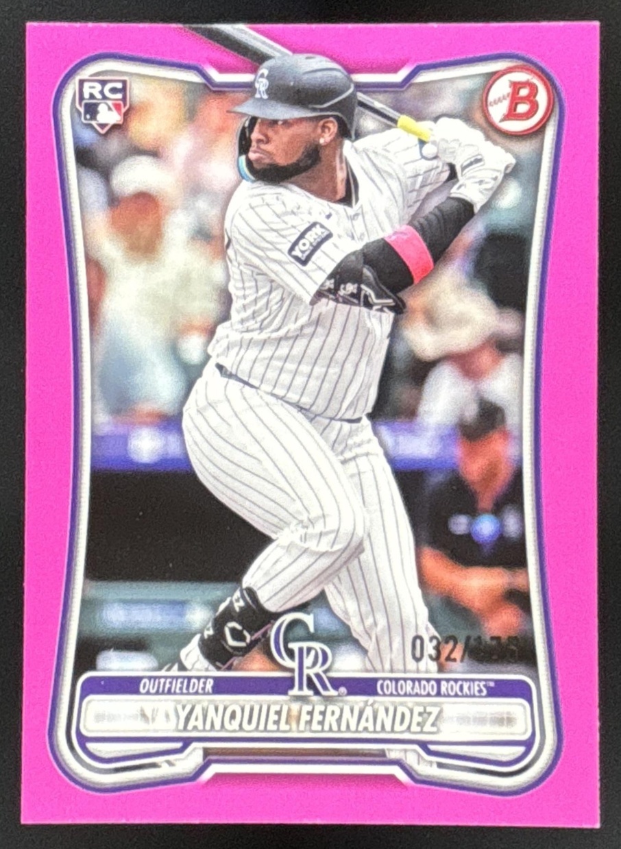 Card image for Yanquiel Fernandez 2026 Bowman Pink Border /175 Colorado Rockies